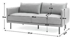 Habitat Moore Leather 3 Seater Sofa - Dark Grey -Habitat 1159455 R E001