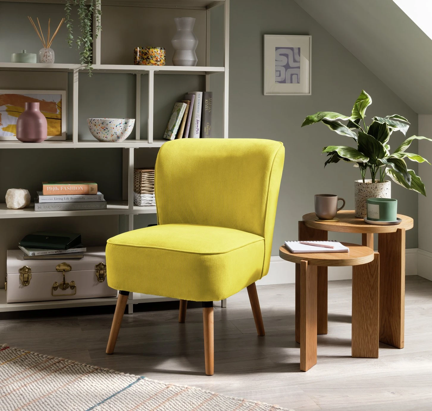Habitat Eppy Fabric Accent Chair - Yellow 2 Habitat Eppy Fabric Accent Chair - Yellow - Image 2