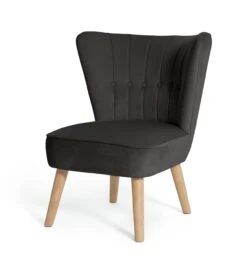 Habitat Alexis Velvet Cocktail Chair - Charcoal -Habitat 1341256 R Z002A