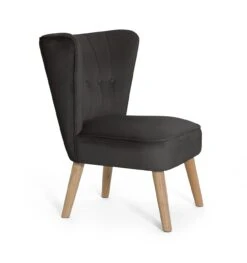 Habitat Alexis Velvet Cocktail Chair - Charcoal -Habitat 1341256 R Z004A