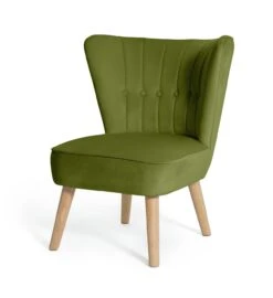 Habitat Alexis Velvet Cocktail Chair - Olive -Habitat 1341287 R Z002A
