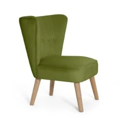 Habitat Alexis Velvet Cocktail Chair - Olive -Habitat 1341287 R Z004A