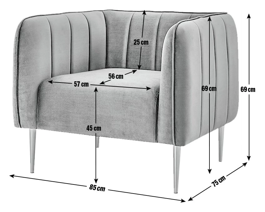 Habitat Lola Velvet Armchair - Charcoal 4 Habitat Lola Velvet Armchair - Charcoal - Image 4