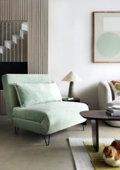 Habitat Roni Single Velvet Chairbed - Mint Green -Habitat 1938669 R Z005C