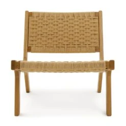 Habitat Faro Woven Paper Rope And Oak Accent Chair - Natural -Habitat 1950991 R Z001A