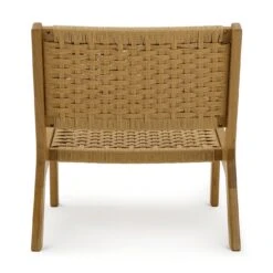 Habitat Faro Woven Paper Rope And Oak Accent Chair - Natural -Habitat 1950991 R Z003A