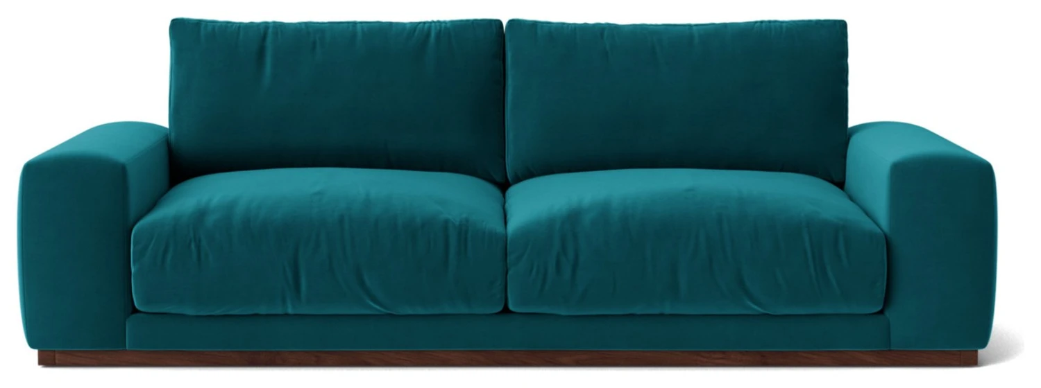 Swoon Denver Velvet 3 Seater Sofa- Kingfisher Blue 1 Swoon Denver Velvet 3 Seater Sofa- Kingfisher Blue