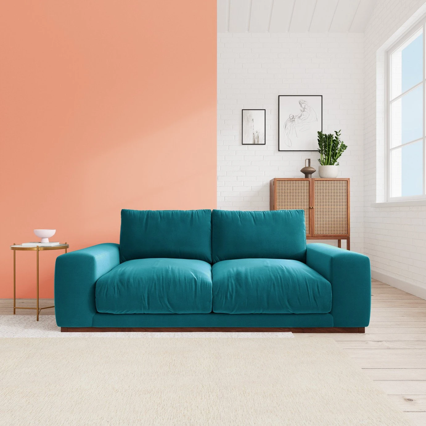 Swoon Denver Velvet 2 Seater Sofa- Kingfisher Blue 3 Swoon Denver Velvet 2 Seater Sofa- Kingfisher Blue - Image 3