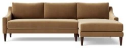 Swoon Turin Velvet Right Hand Corner Sofa - Biscuit -Habitat 1991527 R Z003A