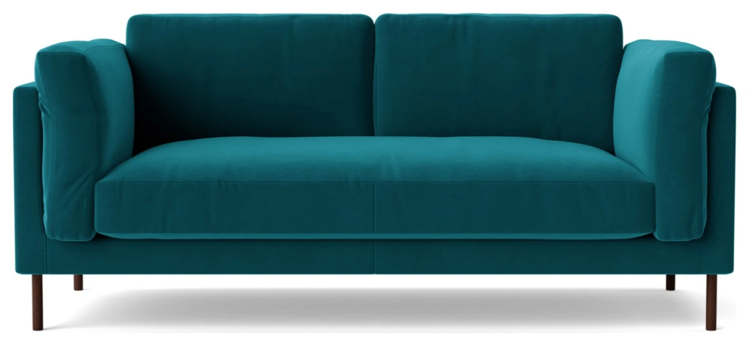 Swoon Munich Velvet 2 Seater Sofa- Kingfisher Blue 1 Swoon Munich Velvet 2 Seater Sofa- Kingfisher Blue