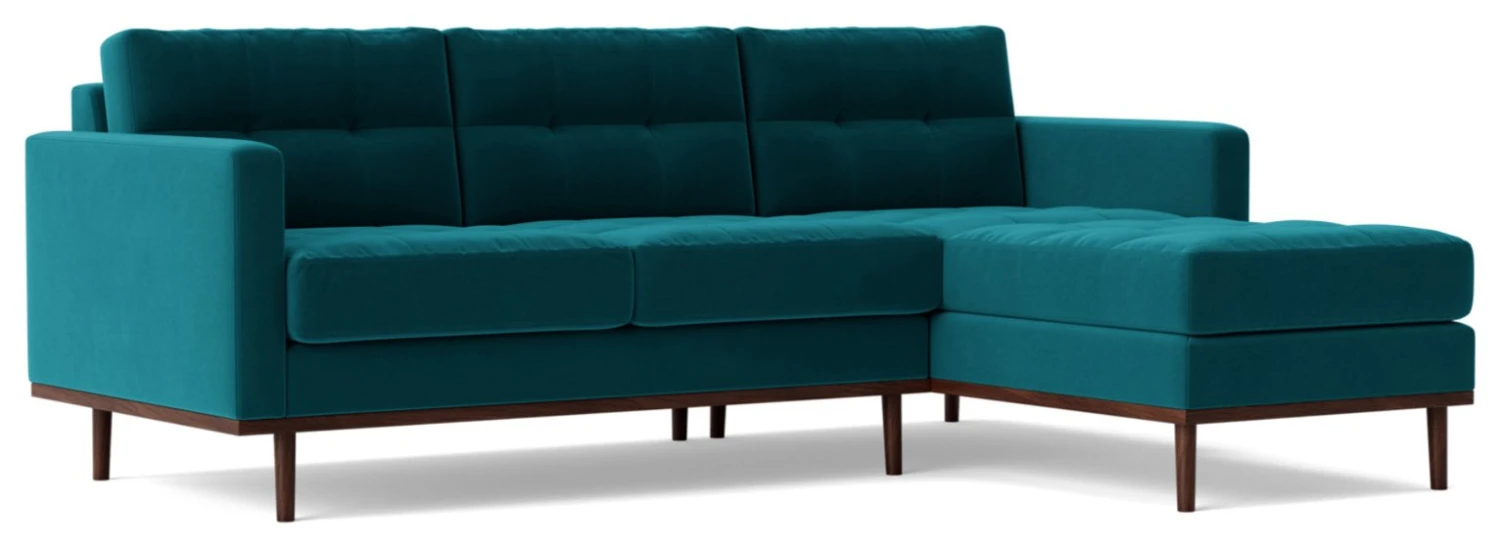 Swoon Berlin Velvet Right Hand Corner Sofa- Kingfisher Blue 1 Swoon Berlin Velvet Right Hand Corner Sofa- Kingfisher Blue