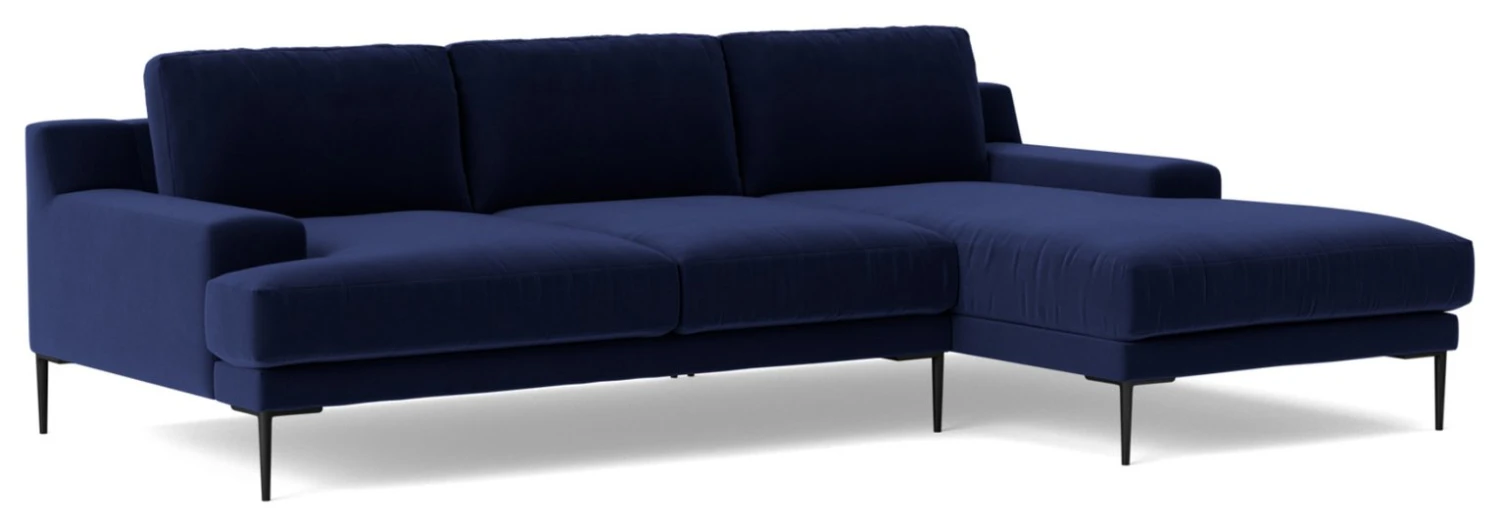 Swoon Almera Velvet Right Hand Corner Sofa - Ink Blue 1 Swoon Almera Velvet Right Hand Corner Sofa - Ink Blue
