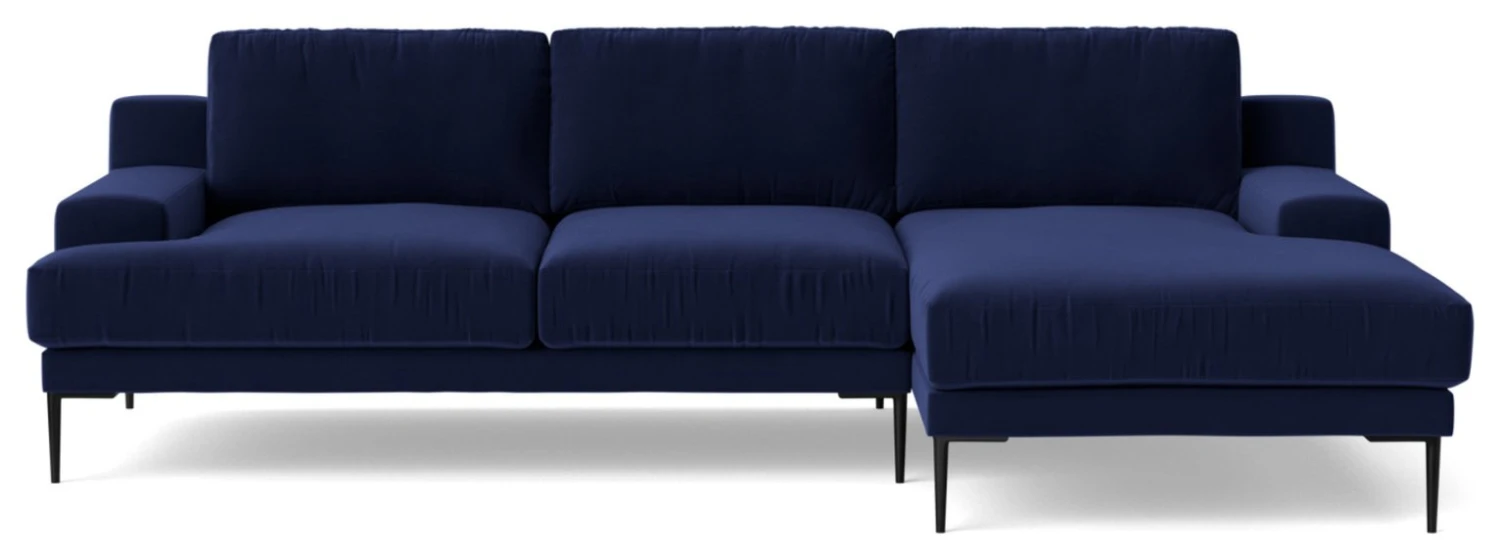Swoon Almera Velvet Right Hand Corner Sofa - Ink Blue 5 Swoon Almera Velvet Right Hand Corner Sofa - Ink Blue - Image 5
