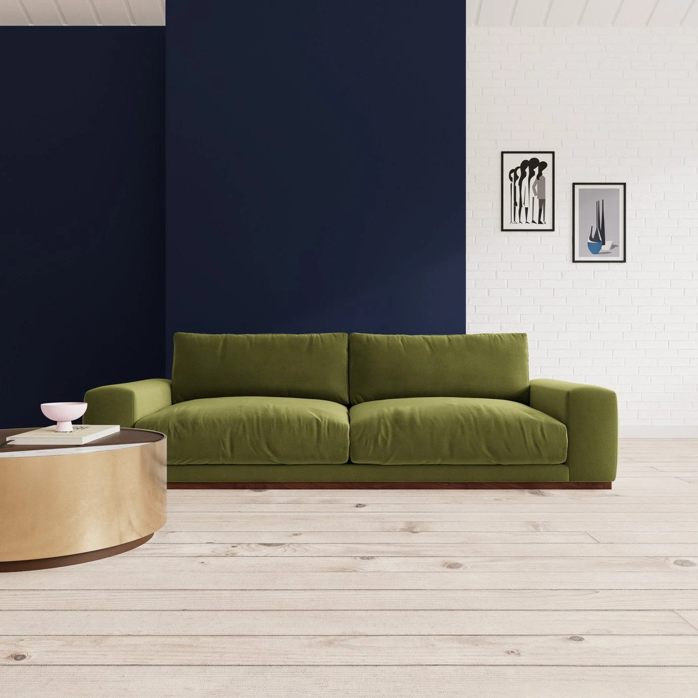 Swoon Denver Velvet 4 Seater Sofa - Fern Green 2 Swoon Denver Velvet 4 Seater Sofa - Fern Green - Image 2