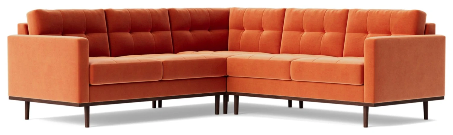 Swoon Berlin Velvet 5 Seater Corner Sofa - Burnt Orange 1 Swoon Berlin Velvet 5 Seater Corner Sofa - Burnt Orange