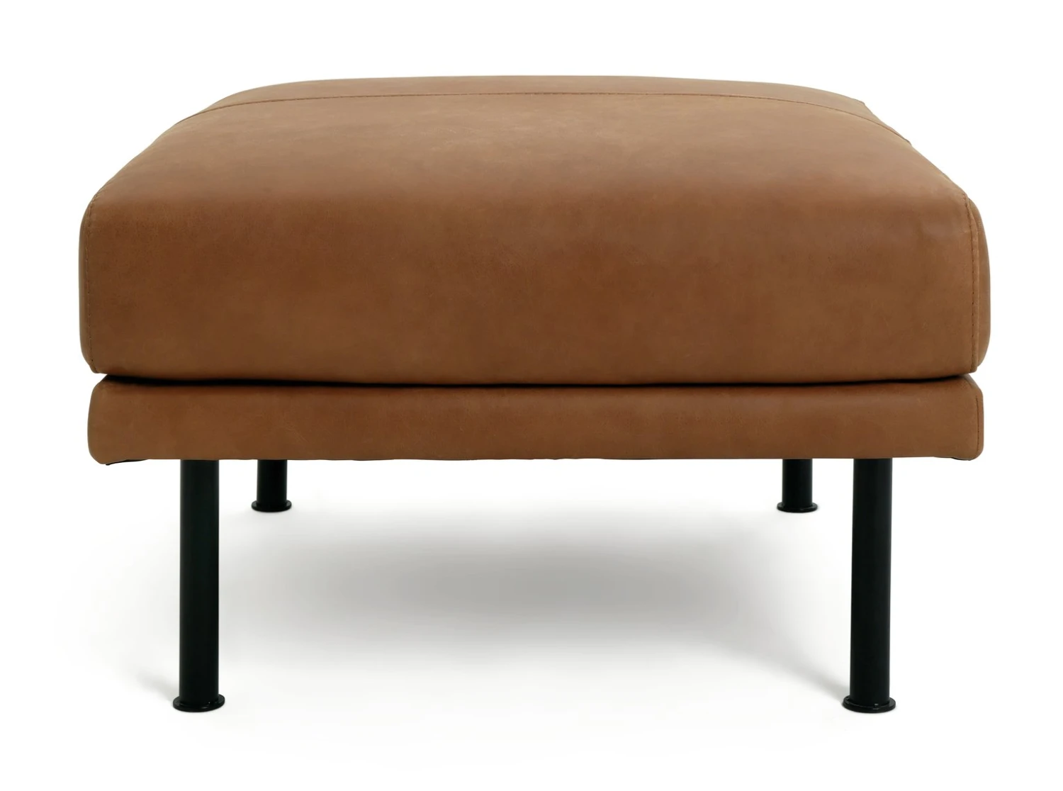 Habitat Moore Leather Ottoman Footstool - Tan 4 Habitat Moore Leather Ottoman Footstool - Tan - Image 4