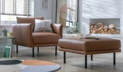 Habitat Moore Leather Ottoman Footstool - Tan 9 Habitat Moore Leather Ottoman Footstool - Tan -Habitat 2009432 R Z002C