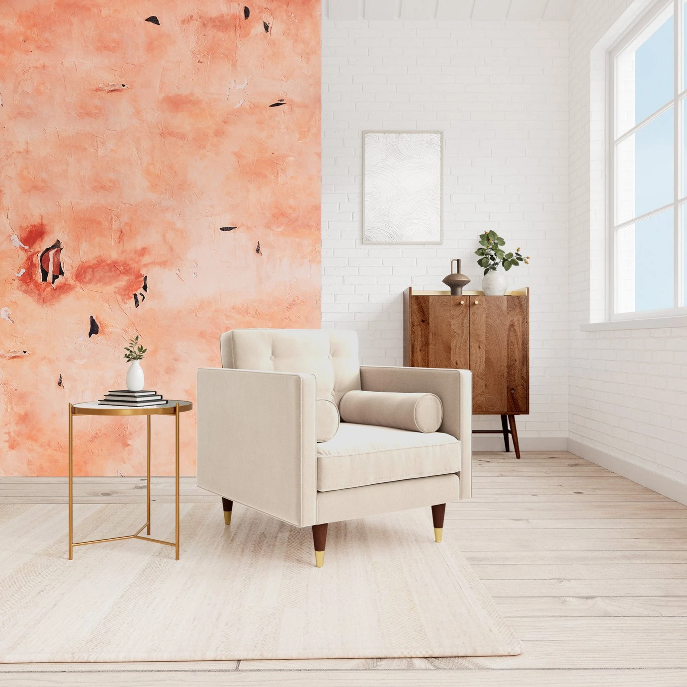 Swoon Porto Velvet Armchair - Taupe 2 Swoon Porto Velvet Armchair - Taupe - Image 2