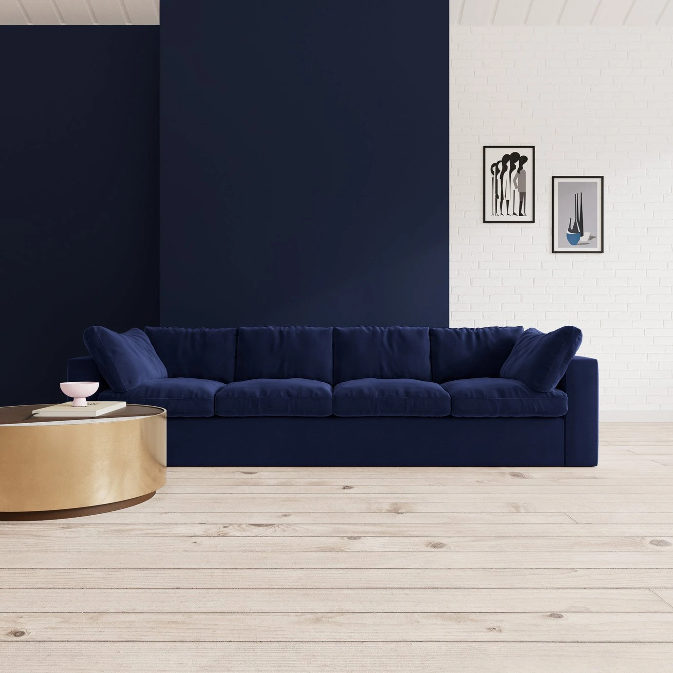 Swoon Seattle Velvet 4 Seater Sofa - Ink Blue 2 Swoon Seattle Velvet 4 Seater Sofa - Ink Blue - Image 2