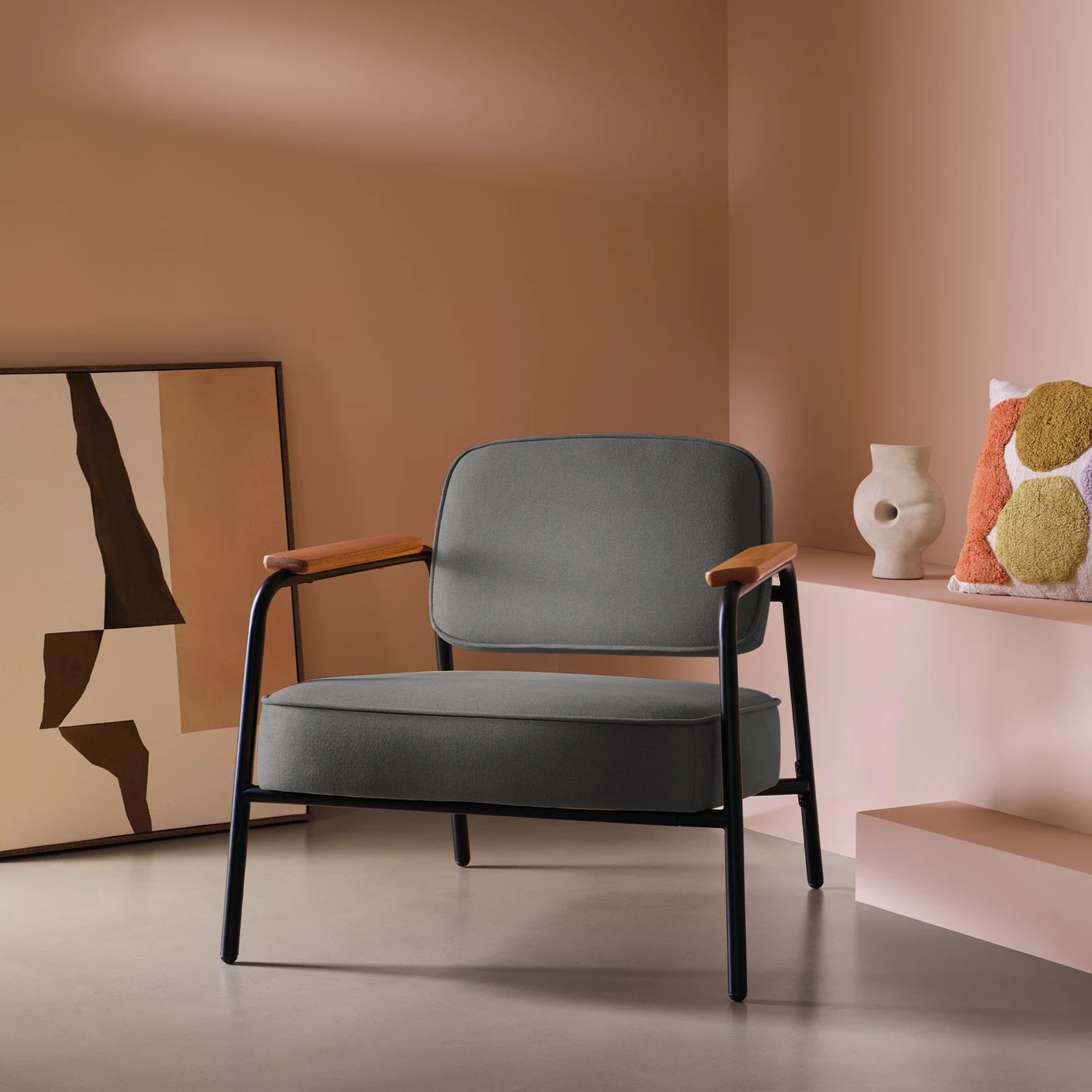 Habitat Jesper Fabric Accent Chair - Grey 2 Habitat Jesper Fabric Accent Chair - Grey - Image 2