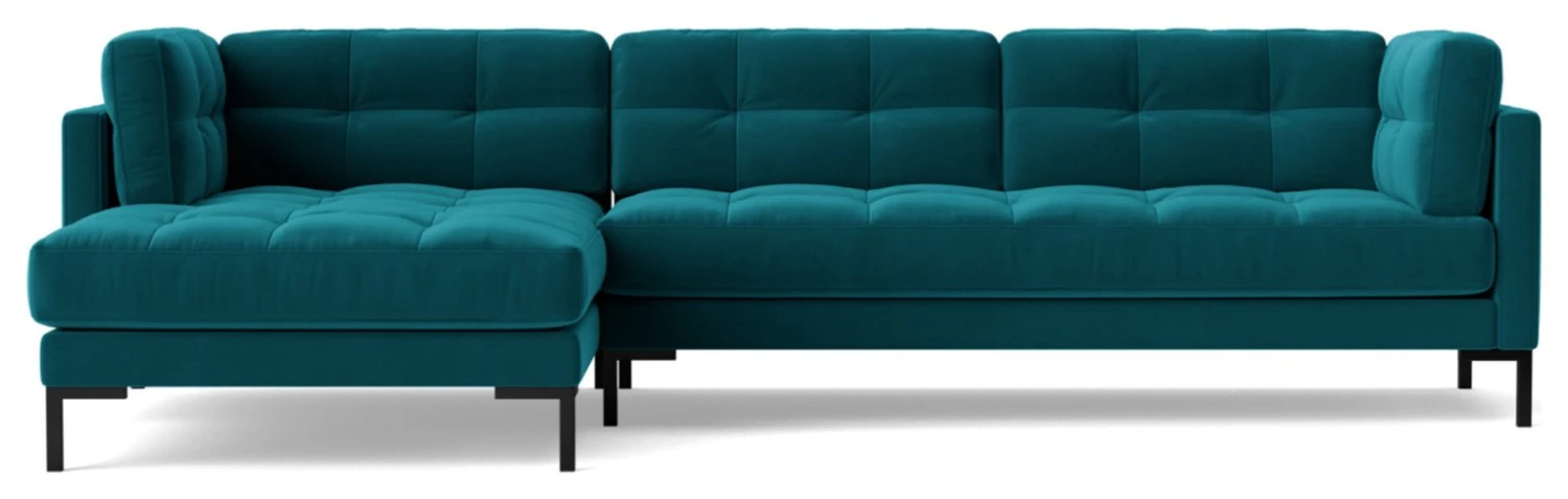 Swoon Landau Velvet Left Hand Corner Sofa - Kingfisher Blue 5 Swoon Landau Velvet Left Hand Corner Sofa - Kingfisher Blue - Image 5