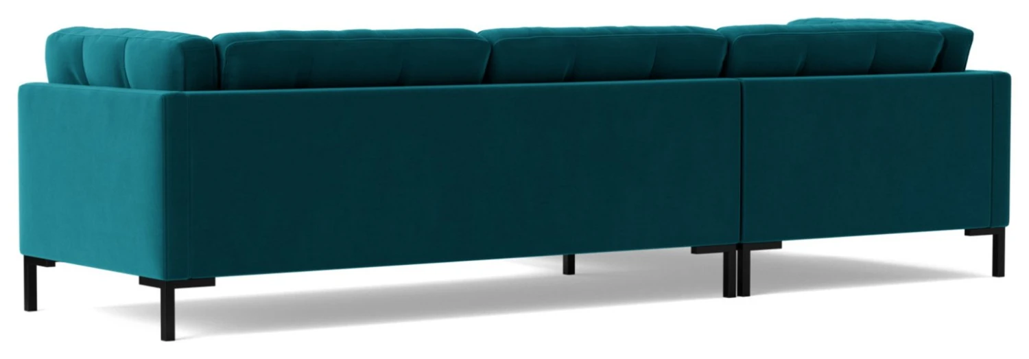 Swoon Landau Velvet Left Hand Corner Sofa - Kingfisher Blue 6 Swoon Landau Velvet Left Hand Corner Sofa - Kingfisher Blue - Image 6
