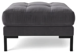 Swoon Landau Velvet Ottoman Footstool - Granite Grey