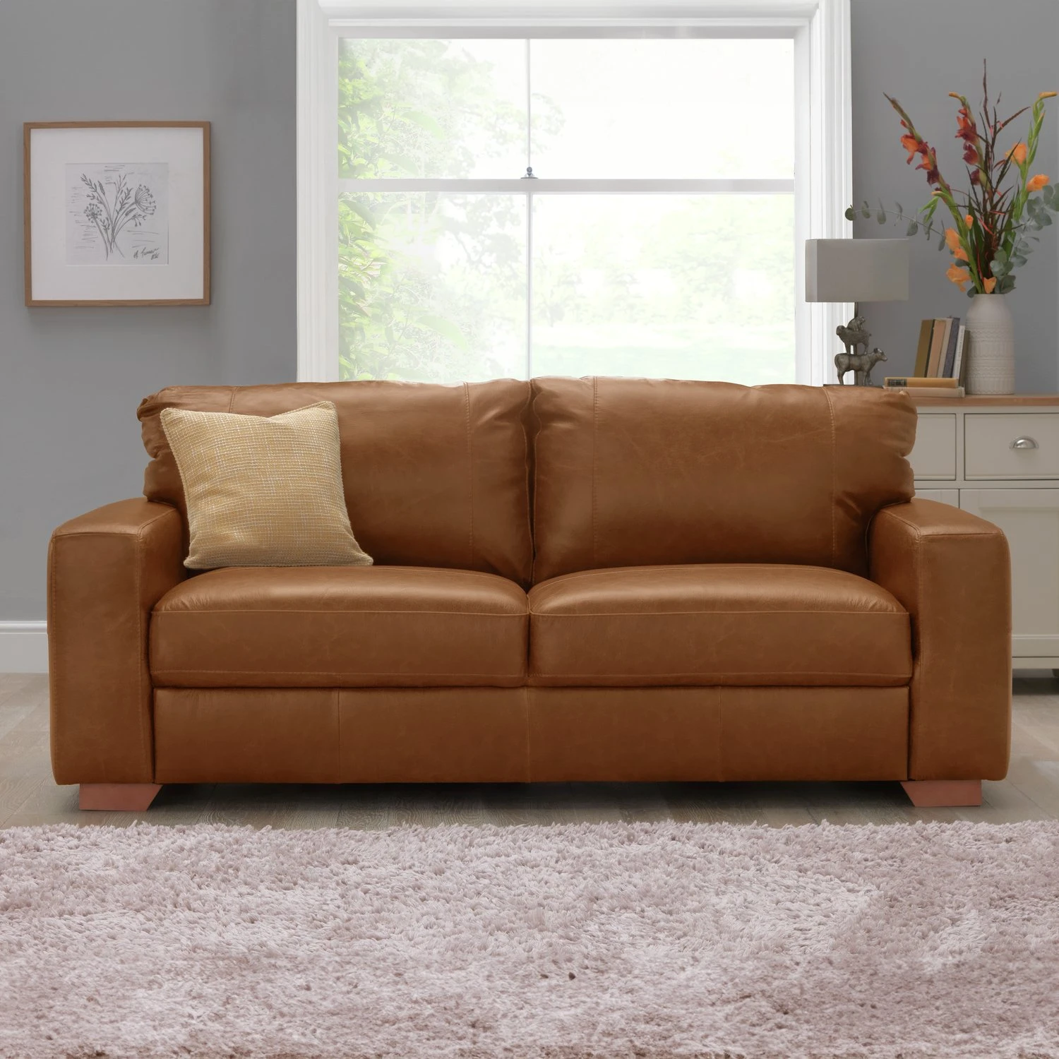 Habitat Eton Leather 3 Seater Sofa - Chocolate 1 Habitat Eton Leather 3 Seater Sofa - Chocolate