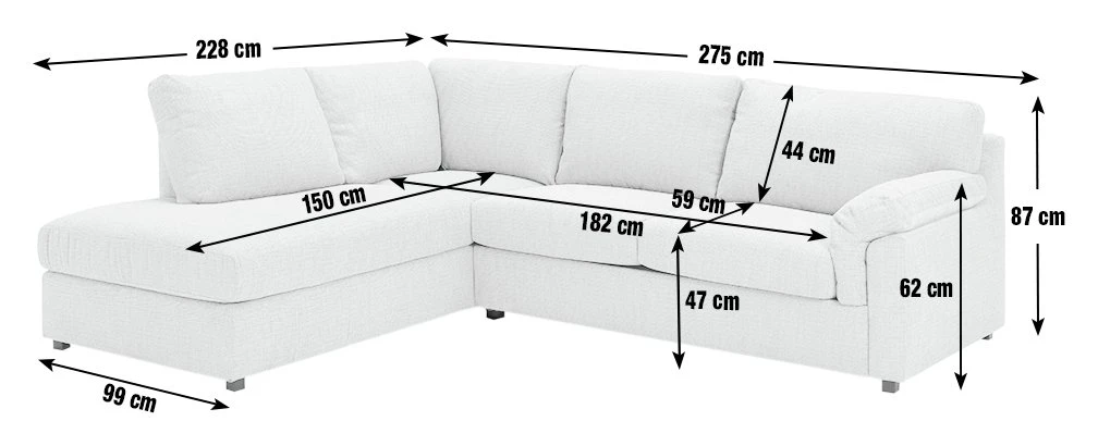 Habitat Florence Fabric Left Hand Corner Chaise Sofa - Cream 2 Habitat Florence Fabric Left Hand Corner Chaise Sofa - Cream - Image 2