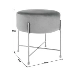 Habitat Jax Velvet Footstool - Black -Habitat 3088191 R E001