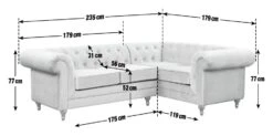 Habitat Chesterfield Velvet Left Hand Corner Sofa-Light Grey -Habitat 3106633 R E001