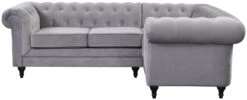 Habitat Chesterfield Velvet Left Hand Corner Sofa-Light Grey -Habitat 3106633 R Z003A
