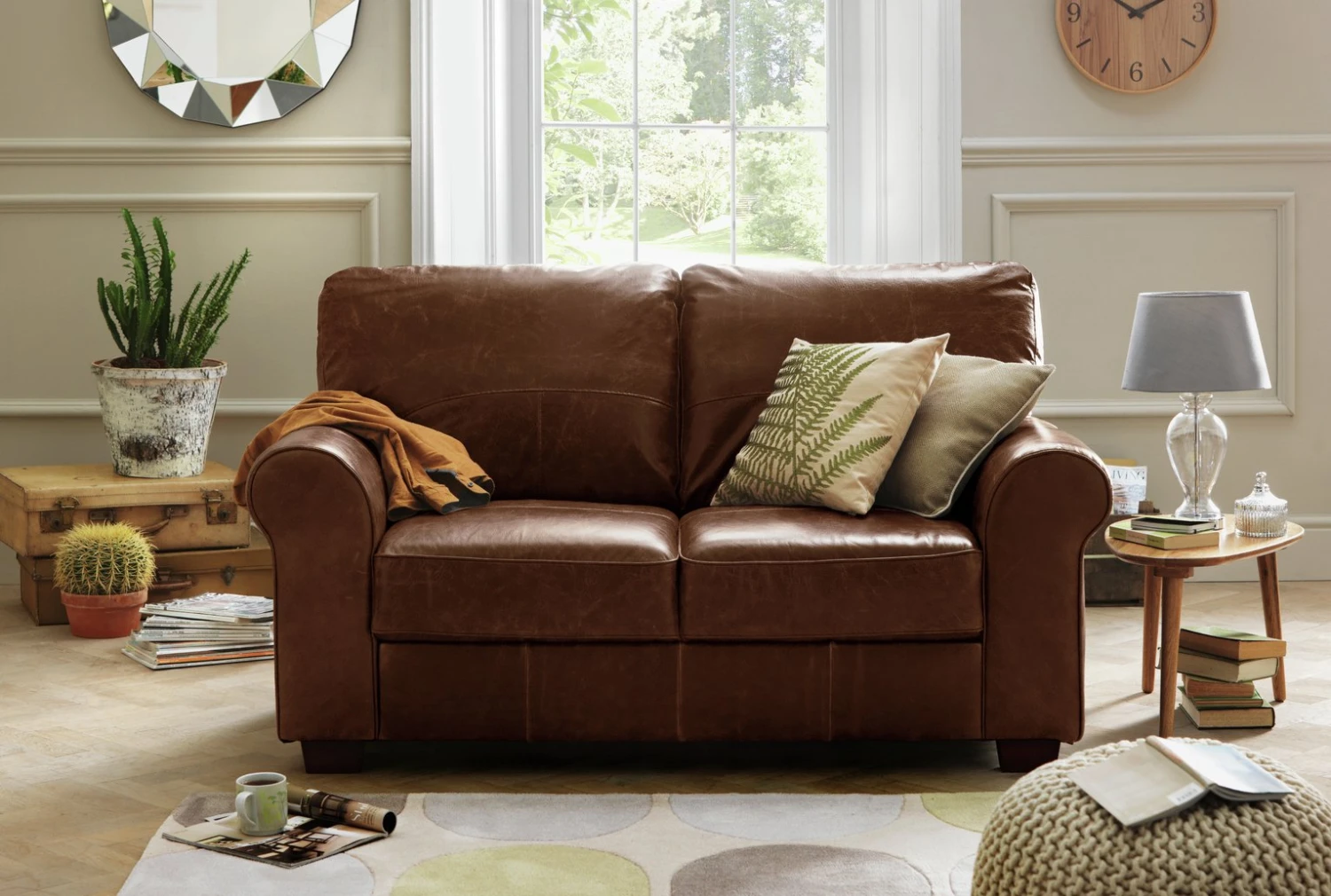 Habitat Salisbury Leather 2 Seater Sofa - Tan 3 Habitat Salisbury Leather 2 Seater Sofa - Tan - Image 3