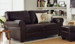 Habitat Salisbury Leather 3 Seater Sofa - Chocolate -Habitat 3553516 R Z001C