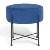 Habitat Jax Velvet Footstool - Navy