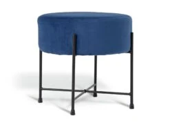 Habitat Jax Velvet Footstool - Navy -Habitat 4350983 R Z002A