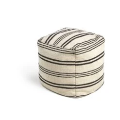Kaikoo Layne Wool Pouffe - Black & White -Habitat 5642236 R Z002A