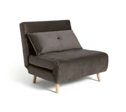 Habitat Roma Single Velvet Chairbed - Charcoal -Habitat 5791417 R Z010A