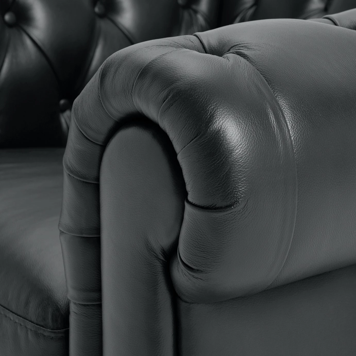 Habitat Chesterfield Leather Armchair - Black 7 Habitat Chesterfield Leather Armchair - Black - Image 7