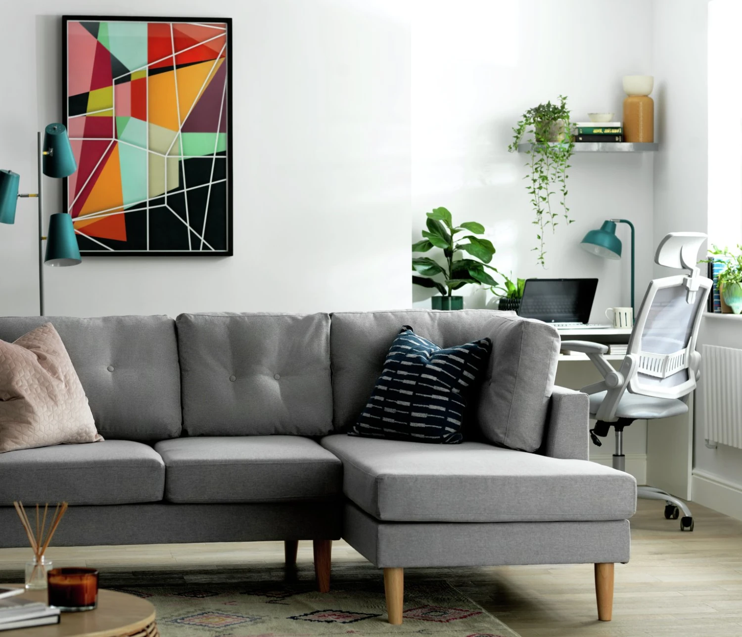 Habitat Joshua Fabric Corner Chaise Sofa - Charcoal 2 Habitat Joshua Fabric Corner Chaise Sofa - Charcoal - Image 2