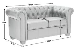 Habitat Chesterfield Leather 2 Seater Sofa - Black -Habitat 6318349 R E001