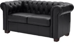Habitat Chesterfield Leather 2 Seater Sofa - Black -Habitat 6318349 R Z002A