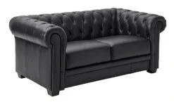 Habitat Chesterfield Leather 2 Seater Sofa - Black -Habitat 6318349 R Z004A