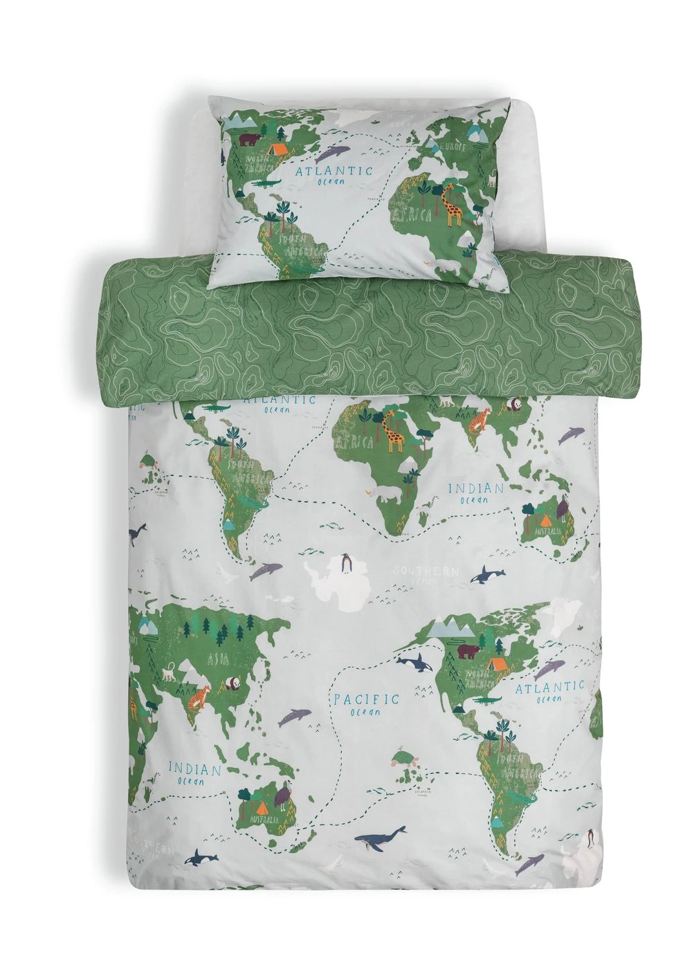 Habitat Kids Cotton World Map Print Bedding Set - Toddler 3 Habitat Kids Cotton World Map Print Bedding Set - Toddler - Image 3