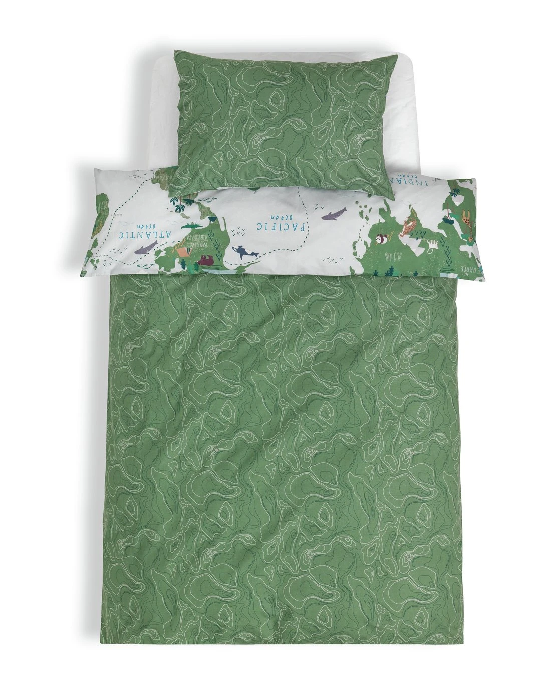 Habitat Kids Cotton World Map Print Bedding Set - Toddler 5 Habitat Kids Cotton World Map Print Bedding Set - Toddler - Image 5