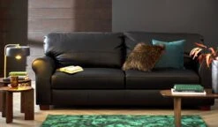 Habitat Salisbury Leather 4 Seater Sofa - Black -Habitat 6872744 R Z002C