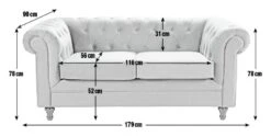 Habitat Chesterfield Fabric 2 Seater Sofa - Light Grey 12 Habitat Chesterfield Fabric 2 Seater Sofa - Light Grey -Habitat 7049033 R E001
