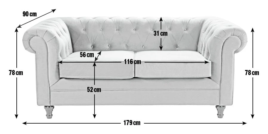 Habitat Chesterfield Fabric 2 Seater Sofa - Light Grey 4 Habitat Chesterfield Fabric 2 Seater Sofa - Light Grey - Image 4