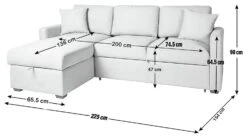 Habitat Reagan Left Corner Chaise Sofa Bed - Natural -Habitat 7118847 R Z020A