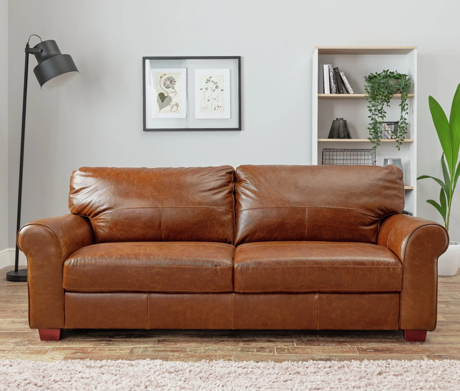 Habitat Salisbury Leather 4 Seater Sofa - Tan 2 Habitat Salisbury Leather 4 Seater Sofa - Tan - Image 2